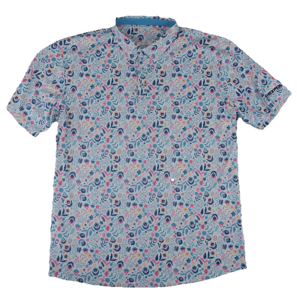 Swannies Golf Polo Shirt Mens XL Floral All Over Print